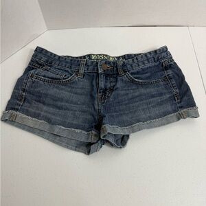 Mossimo Supply Co. Women's Juniors Size 7 Dark Blue Cuffed Denim Shorts 5 Pocket